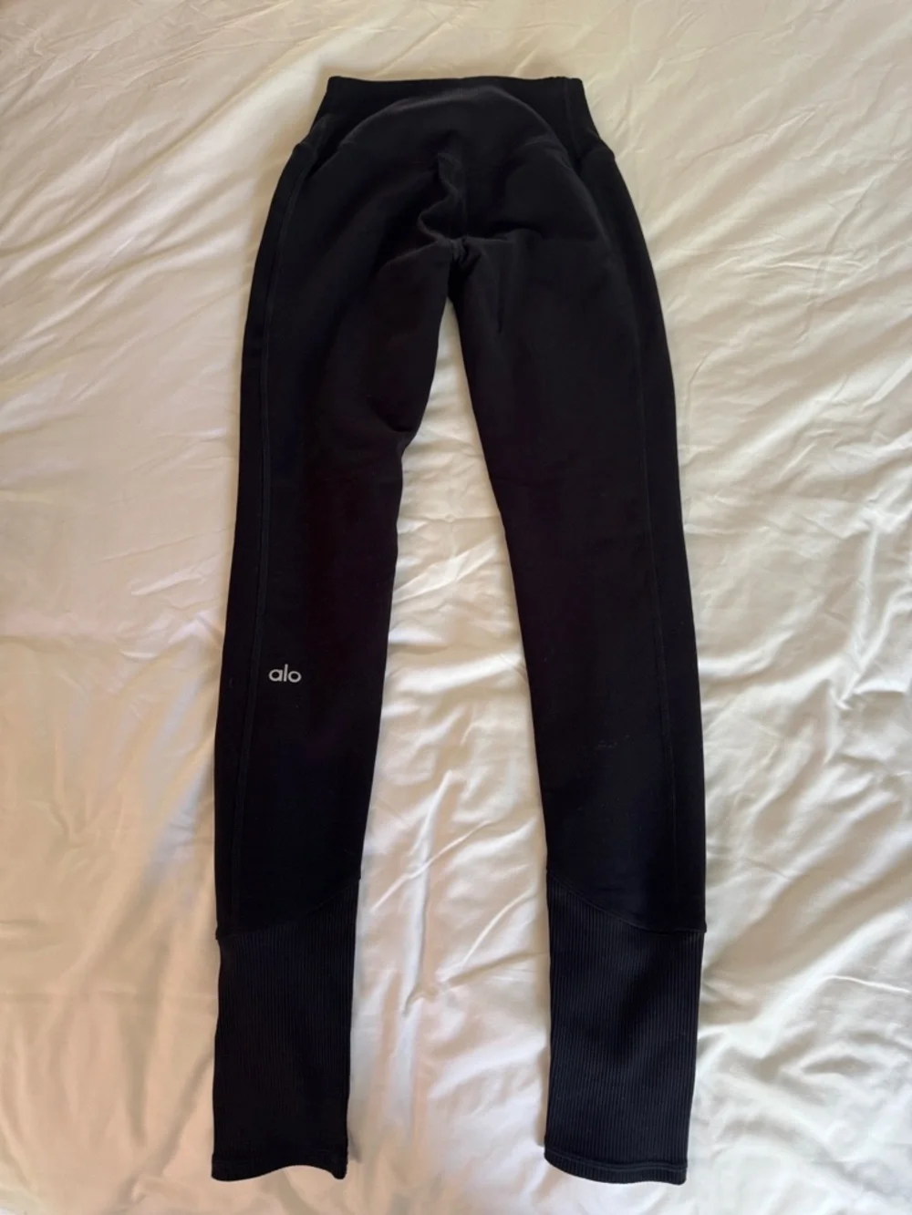 ALO high waist soft Yoga Black Ribbed High-Rise Leggings size XS